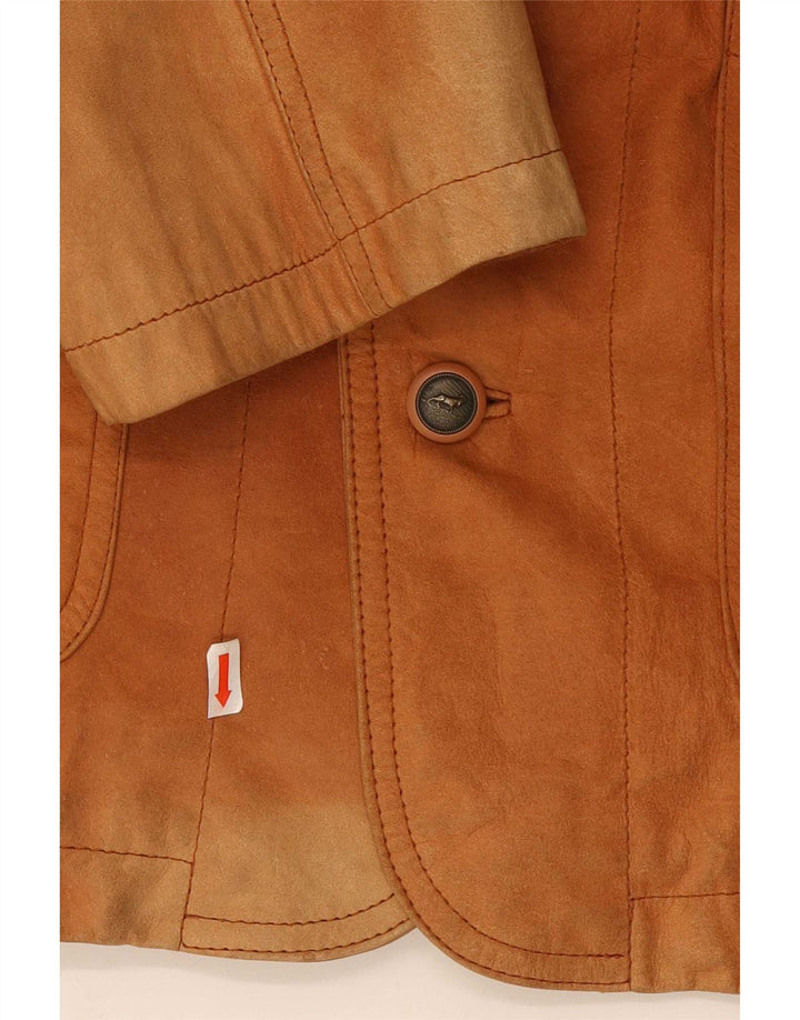 Vintage Mens 3 Button Leather Blazer Jacket EU 58 4XL Brown