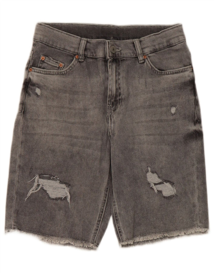 Zara Boys Distressed Denim Shorts 13-14 Years W26 Grey Polyester