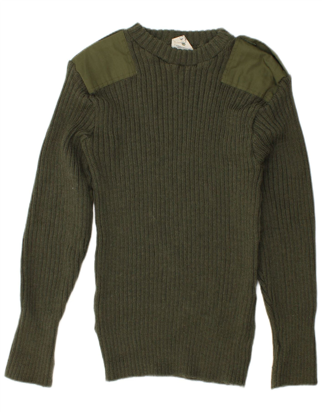 VINTAGE Mens Military Crew Neck Jumper Sweater Medium Khaki