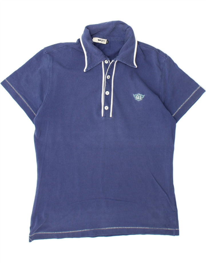 GAS Mens Polo Shirt Small Navy Blue Cotton Vintage Gas and Second-Hand Gas from Messina Hembry 
