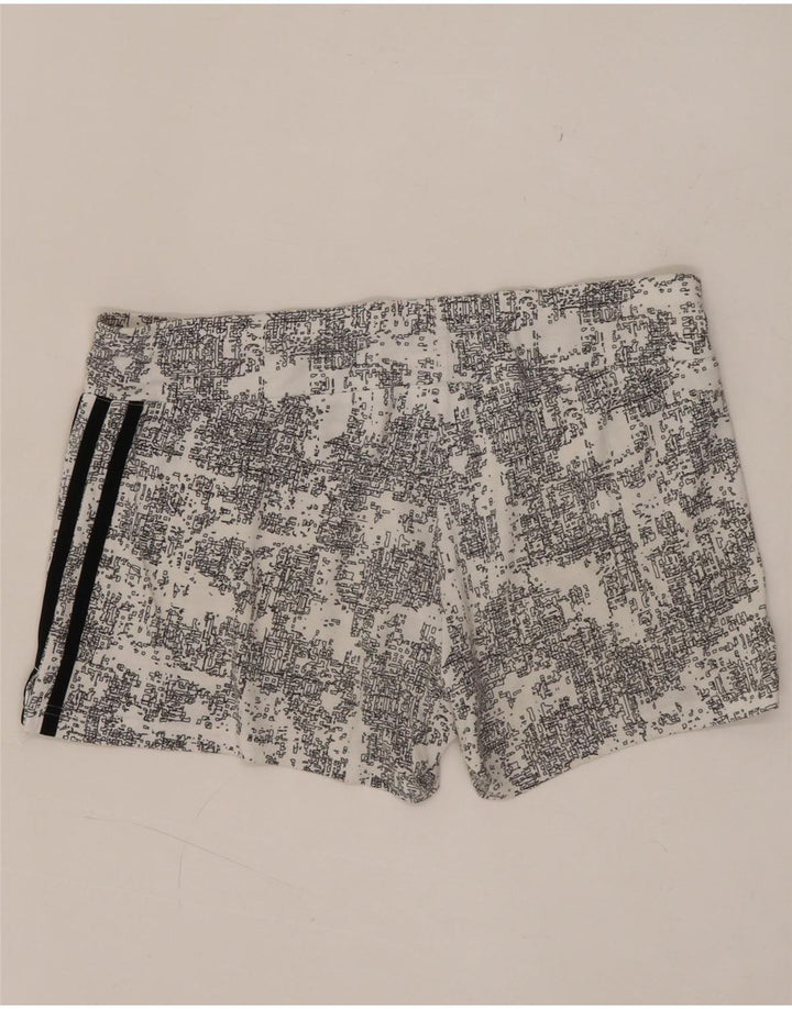 Adidas Womens Climalite Abstract Pattern Sport Shorts UK 12/14 Medium White