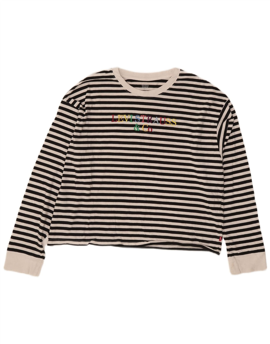 Levi's Womens Oversized Graphic Top Long Sleeve UK 14 Medium Black Striped