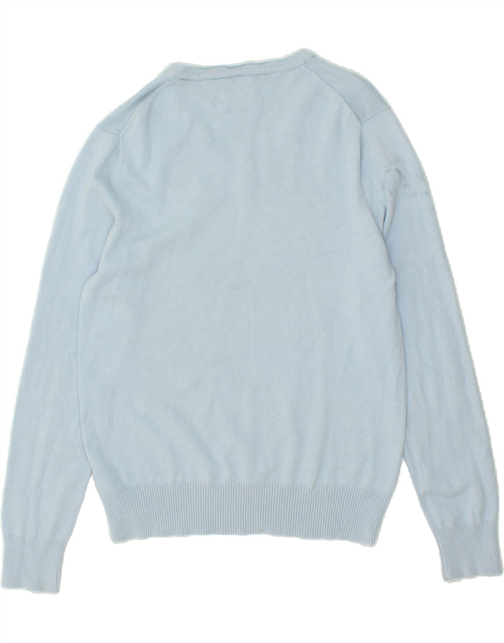 TOMMY HILFIGER Mens V-Neck Jumper Sweater Medium Blue Cotton Vintage Tommy Hilfiger and Second-Hand Tommy Hilfiger from Messina Hembry 