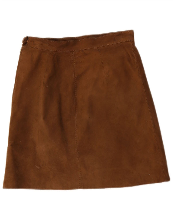 Vintage Womens Suede Mini Skirt W24 Small Brown