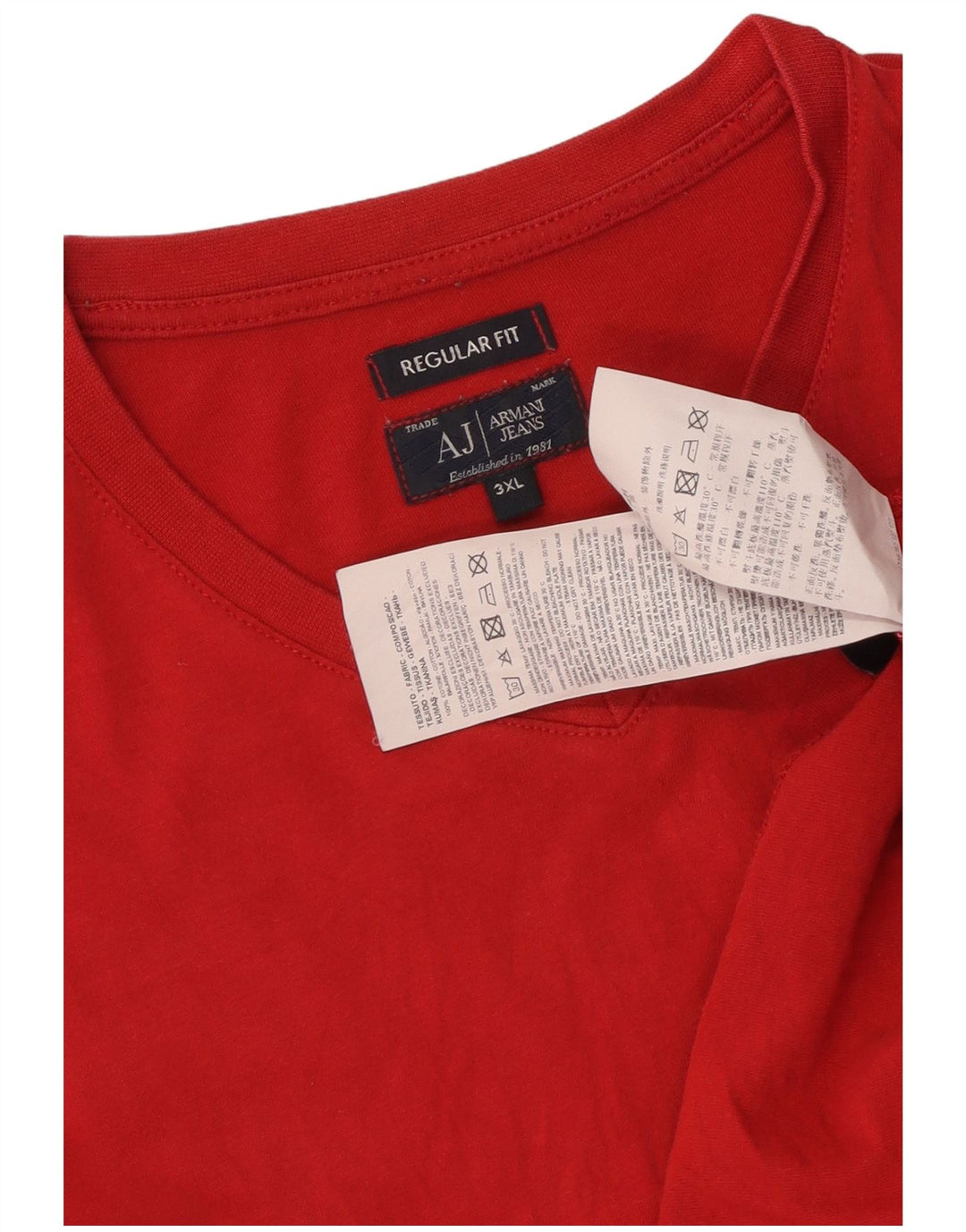 ARMANI JEANS Womens Regular Fit T-Shirt Top UK 22 3XL Red Cotton