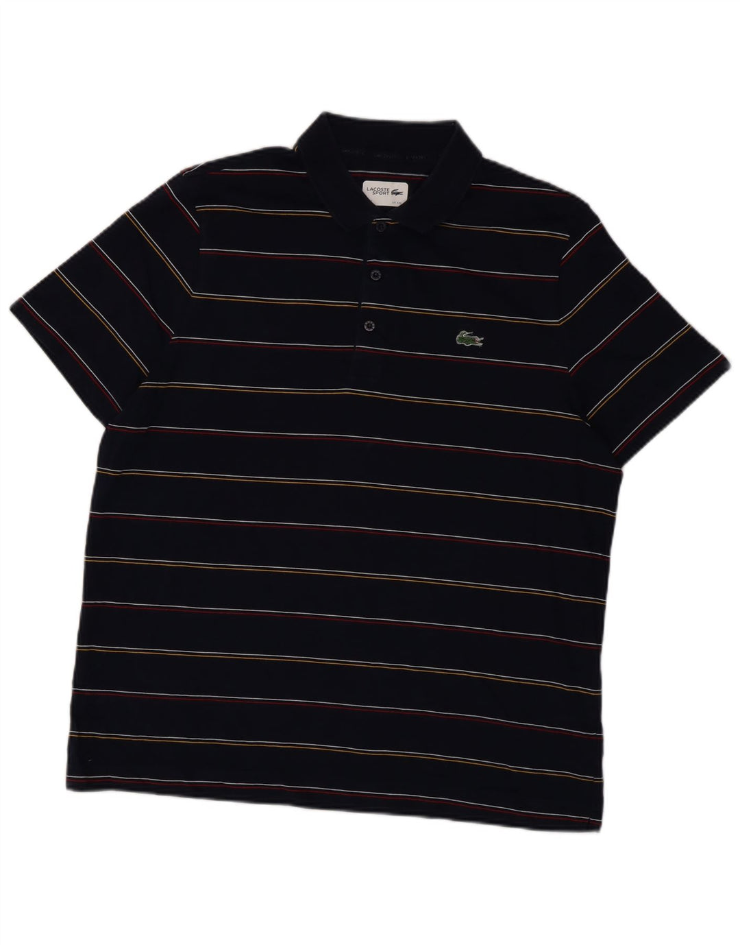 LACOSTE Mens Polo Shirt Size 7 2XL Navy Blue Striped Cotton