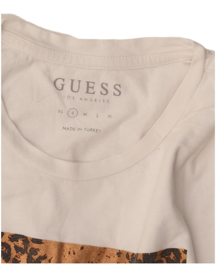 Guess Womens Graphic T-Shirt Top UK 10 Small White