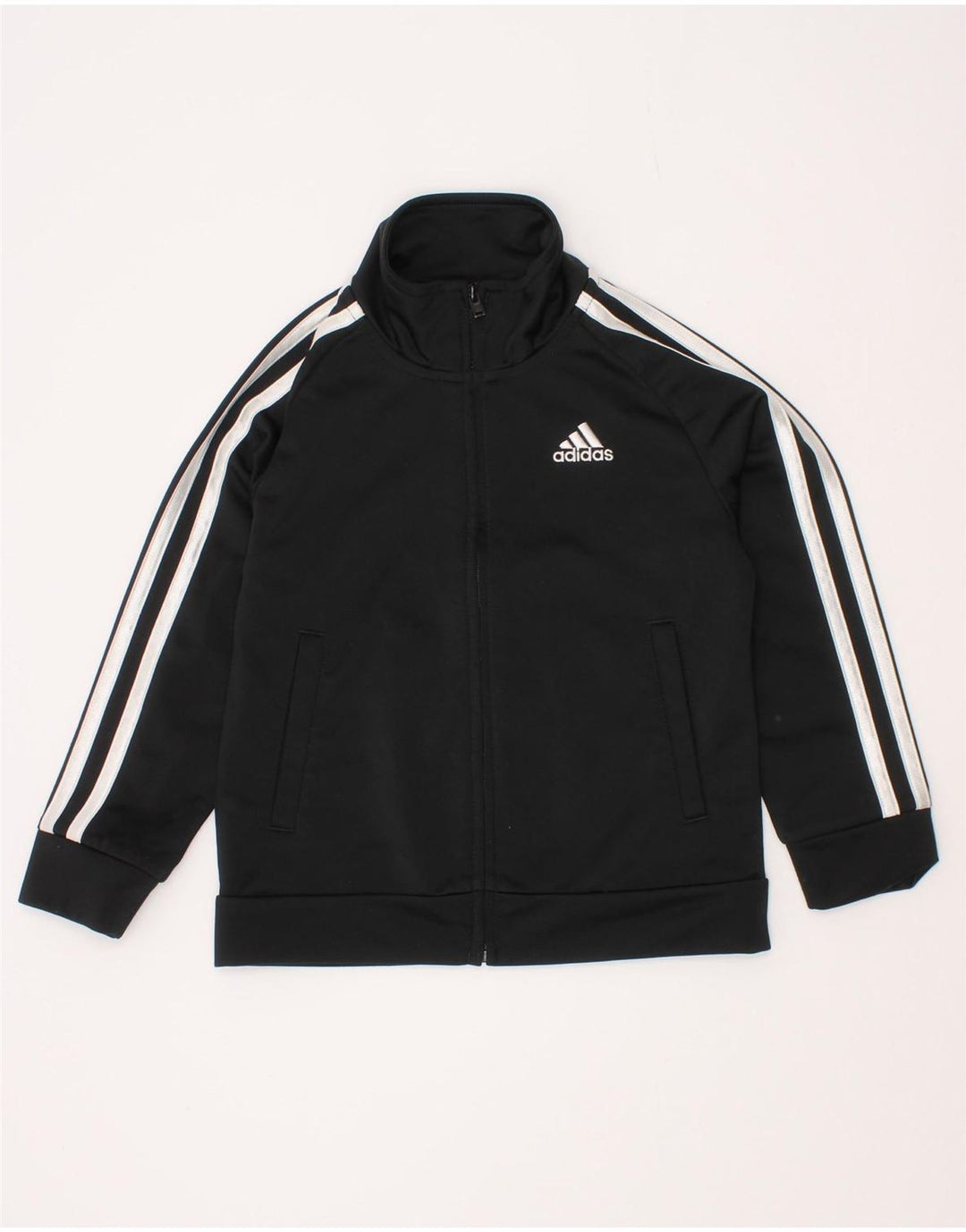 Adidas Boys Tracksuit Top Jacket 2-3 Years Black Polyester