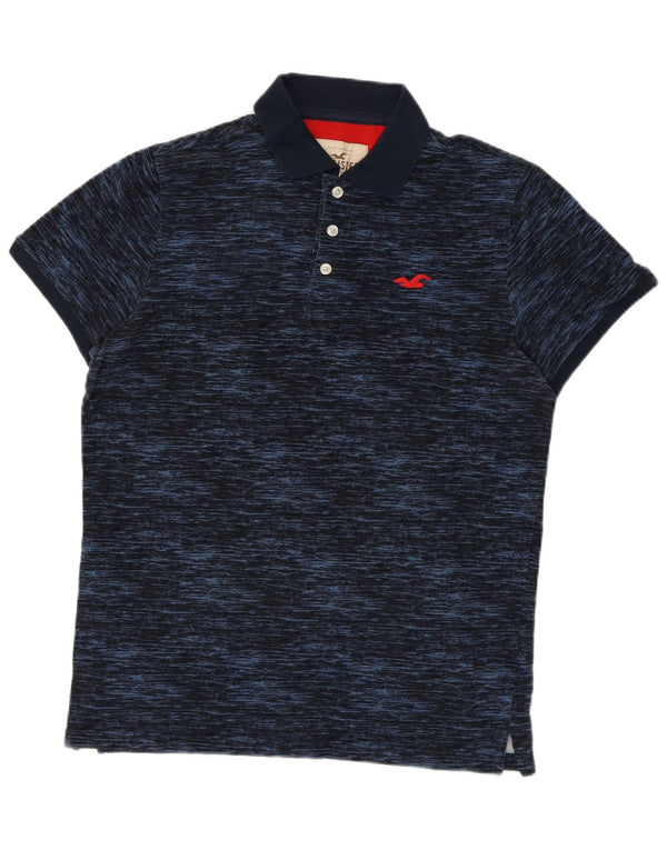 Hollister Mens Polo Shirt Large Navy Blue Flecked Cotton