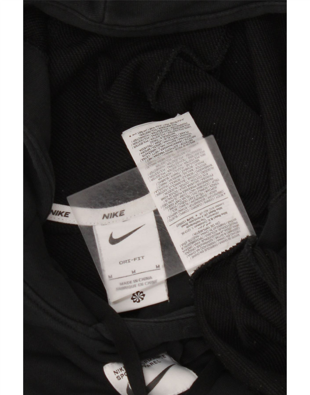 NIKE Mens Dri Fit Graphic Hoodie Jumper Medium Black Striped Cotton