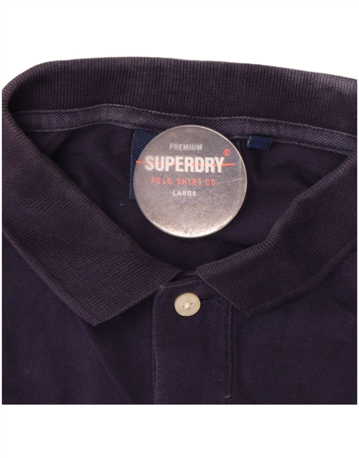 SUPERDRY Mens Polo Shirt Large Navy Blue Cotton
