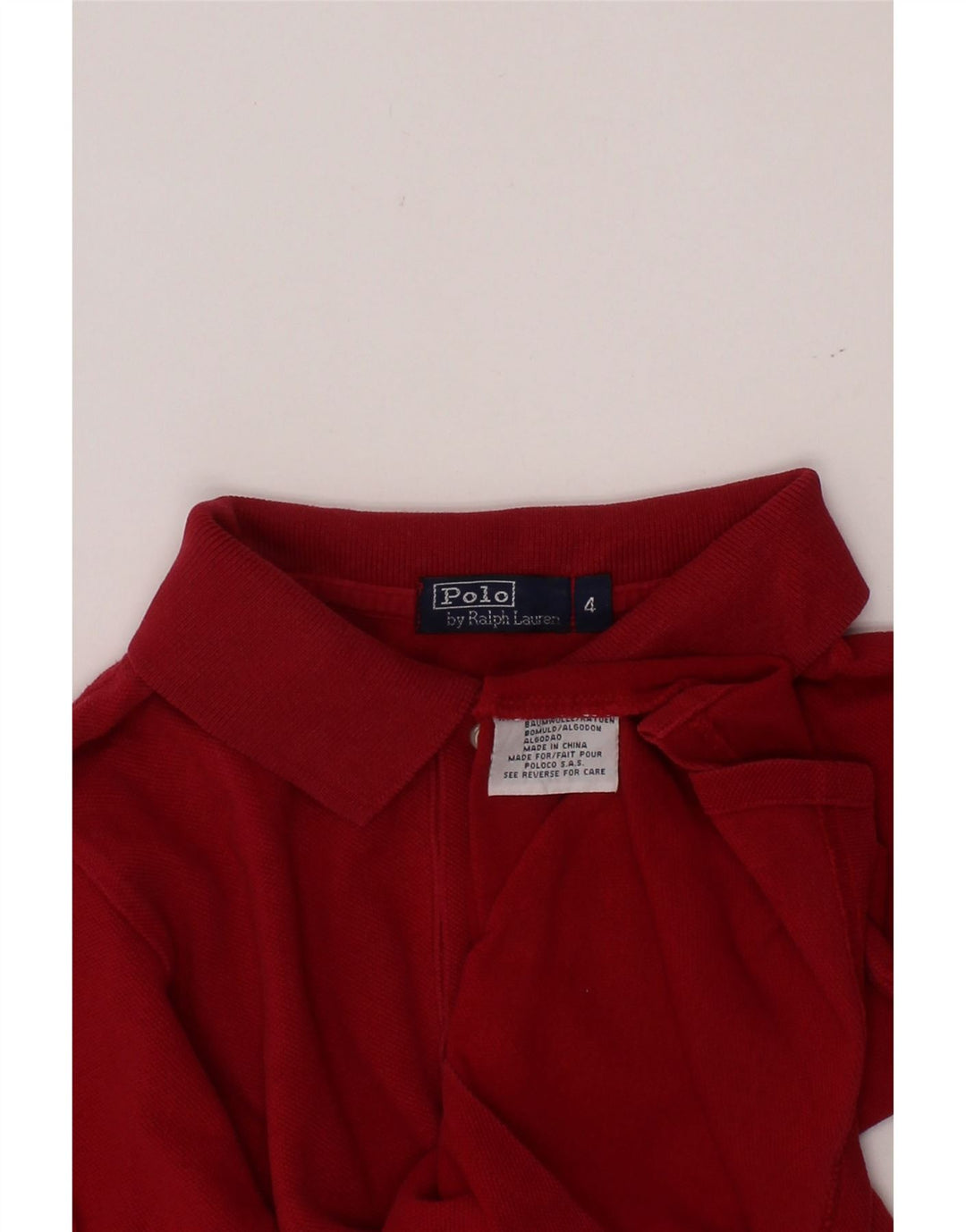 POLO RALPH LAUREN Boys Long Sleeve Polo Shirt 3-4 Years Red Cotton