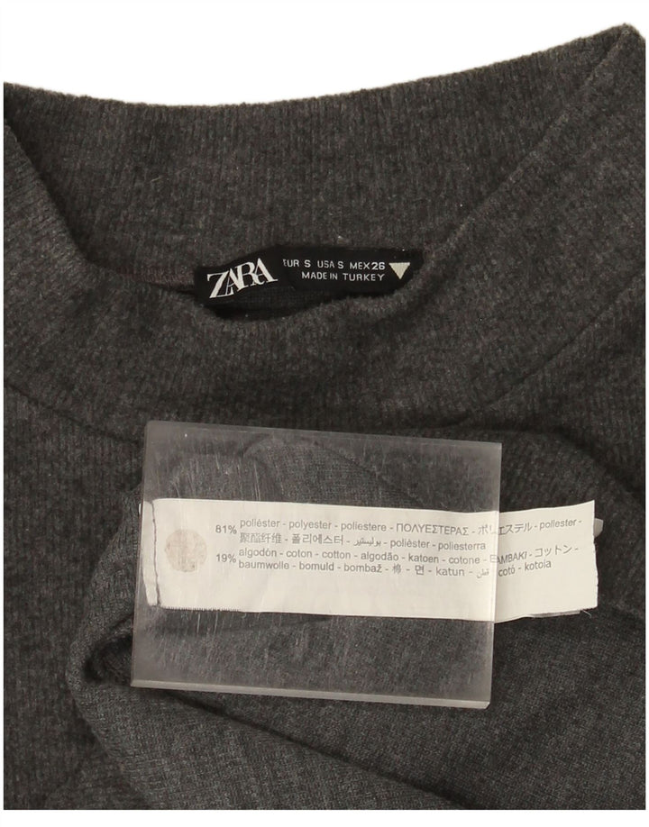 Zara Womens Crop T-Shirt Top UK 10 Small Grey Polyester