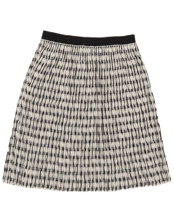 Benetton Womens A-Line Skirt UK 10 Small W28  White Geometric Polyester