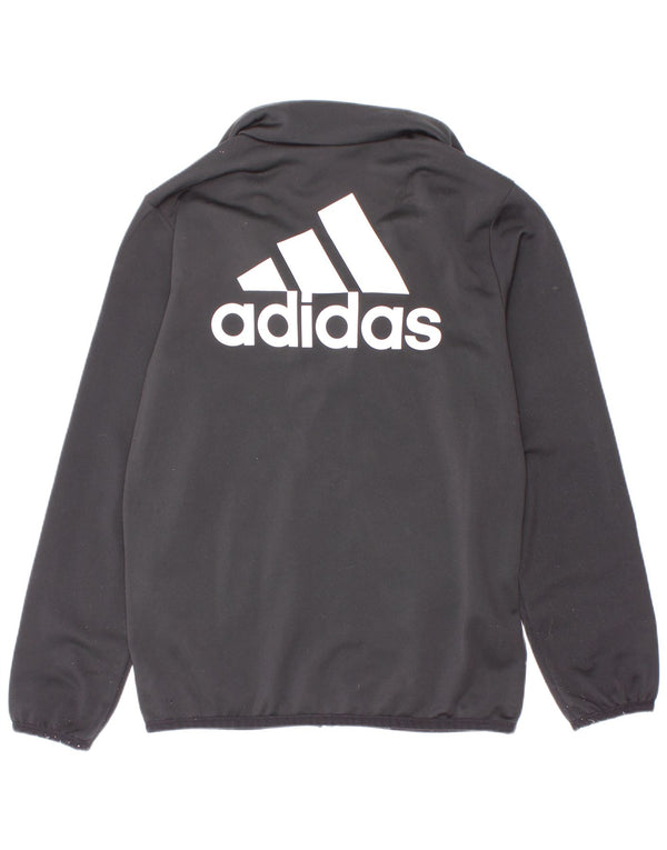 Adidas Boys Graphic Tracksuit Top Jacket 7-8 Years Black Polyester