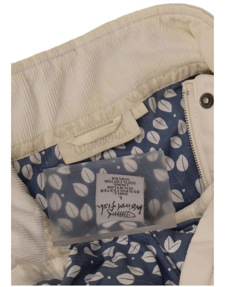 WEIRD FISH Womens Padded Gilet UK 14 Large White Polyester