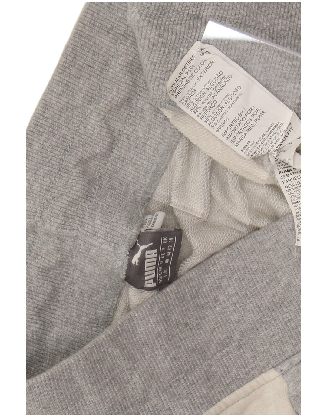 PUMA Womens Tracksuit Trousers Joggers UK 14 Large Grey Colourblock Cotton