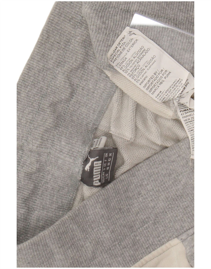 PUMA Womens Tracksuit Trousers Joggers UK 14 Large Grey Colourblock Cotton