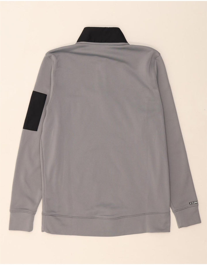 UNDER ARMOUR Mens Zip Neck Sweatshirt Jumper Small Grey Colourblock Vintage Under Armour and Second-Hand Under Armour from Messina Hembry 