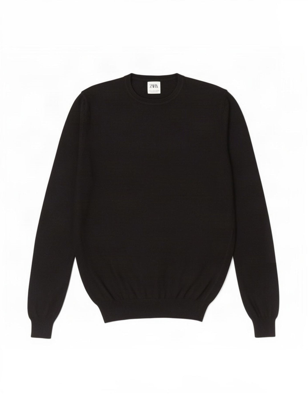 Zara Mens Crew Neck Jumper Sweater Small Black Viscose