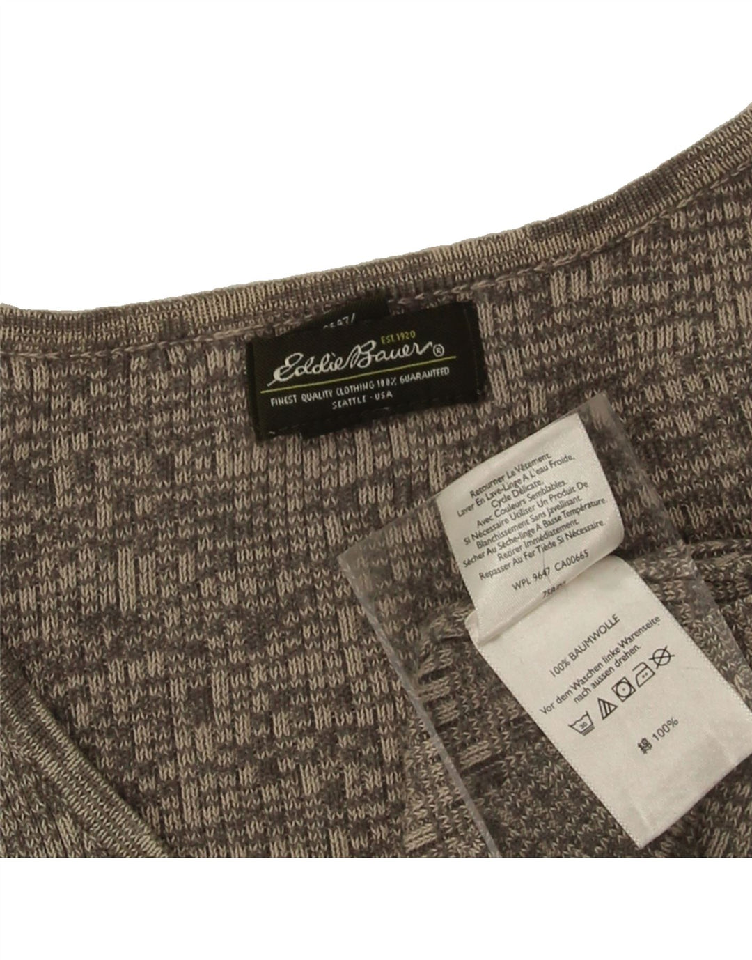 EDDIE BAUER Womens Top 3/4 Sleeve UK 12 Medium Grey Flecked Cotton Vintage Eddie Bauer and Second-Hand Eddie Bauer from Messina Hembry 