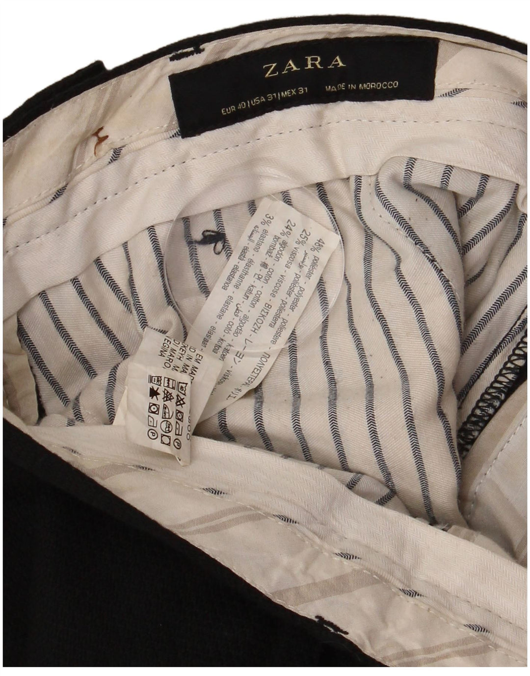 Zara Mens Slim Chino Trousers EU 40 Medium W31 L30 Black Polyester