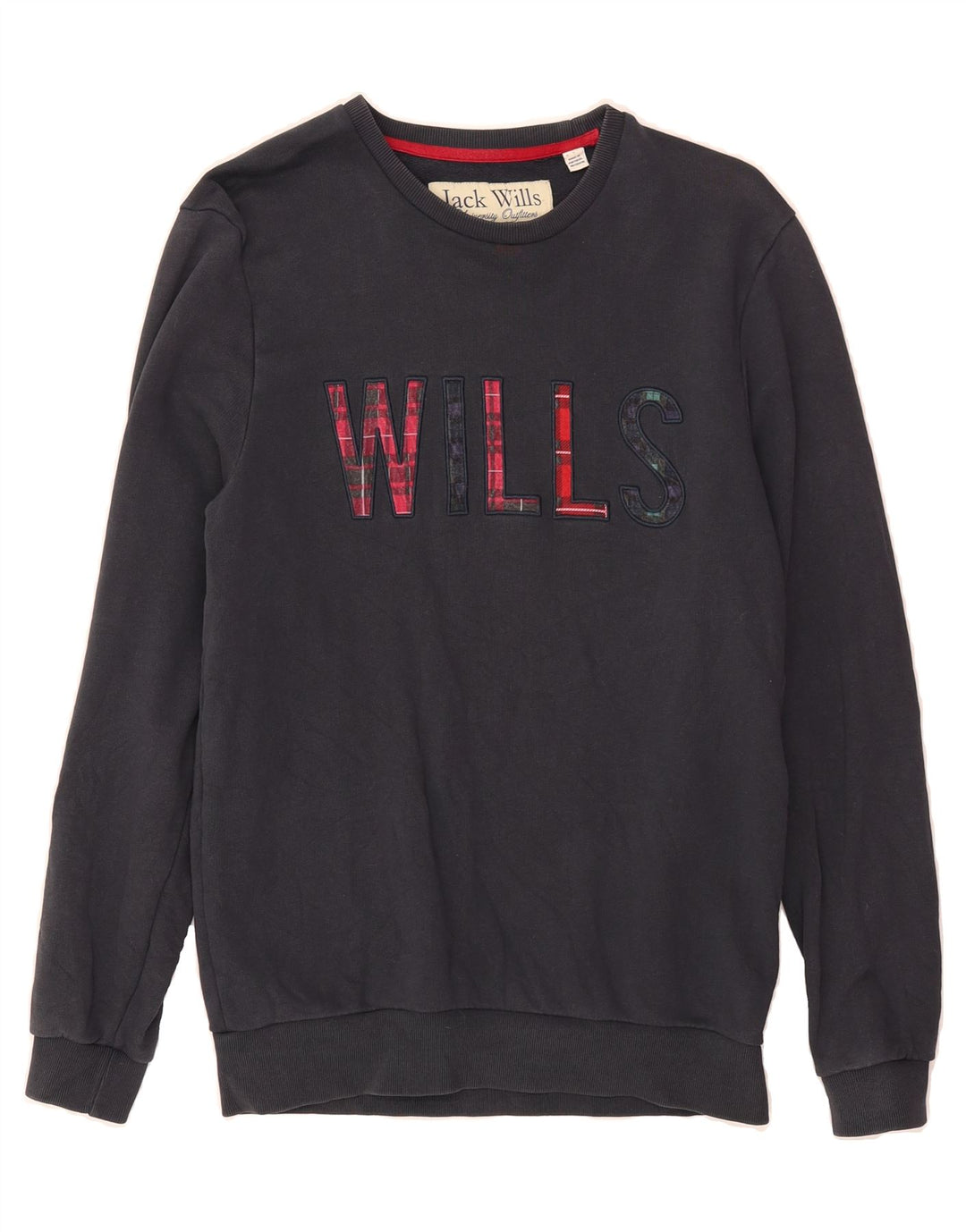 JACK WILLS Mens Graphic Sweatshirt Jumper Small Navy Blue Cotton Vintage Jack Wills and Second-Hand Jack Wills from Messina Hembry 