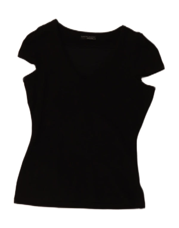 ZARA Womens Blouse Top UK 12 Medium Black Viscose