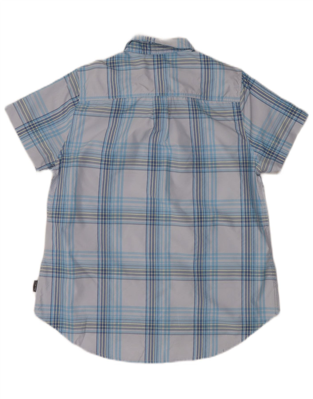 EDDIE BAUER Womens Short Sleeve Shirt UK 14 Medium Blue Check Polyester