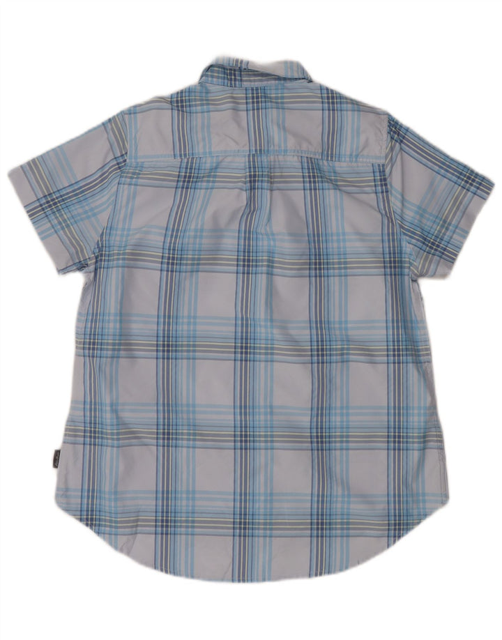 EDDIE BAUER Womens Short Sleeve Shirt UK 14 Medium Blue Check Polyester
