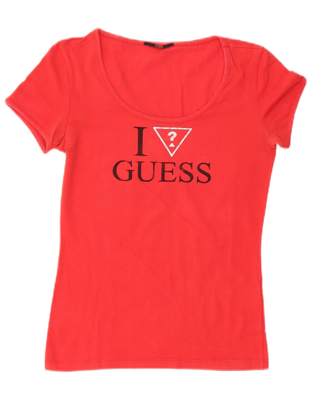 GUESS Womens Graphic T-Shirt Top UK 12 Medium Red Cotton