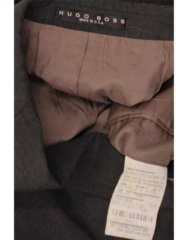 HUGO BOSS Mens 3 Button Blazer Jacket UK 40 Large Grey Wool