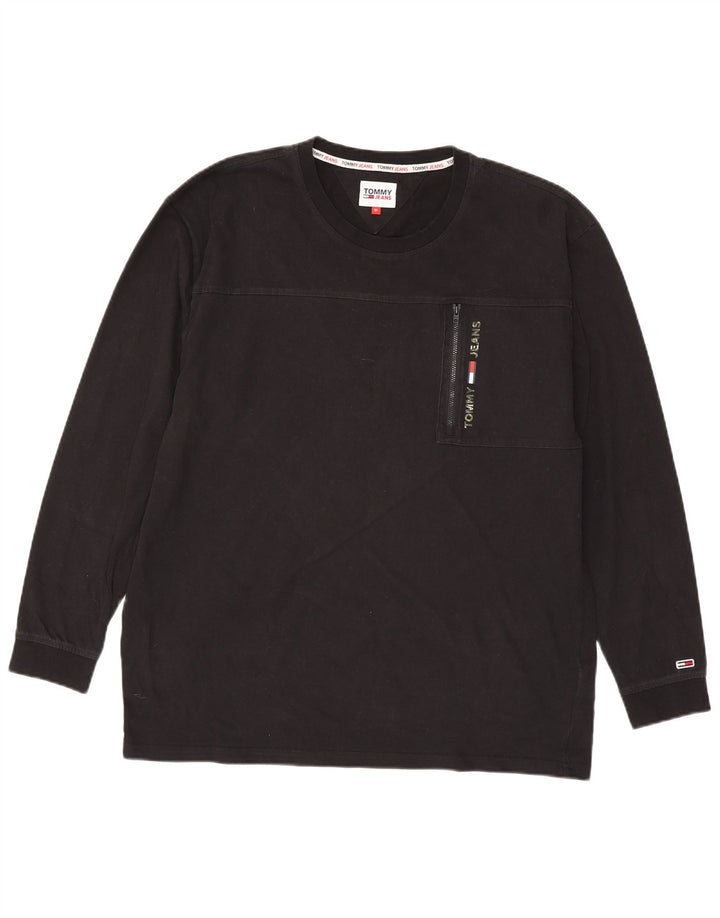 TOMMY HILFIGER Mens Graphic Top Long Sleeve XL Black Cotton