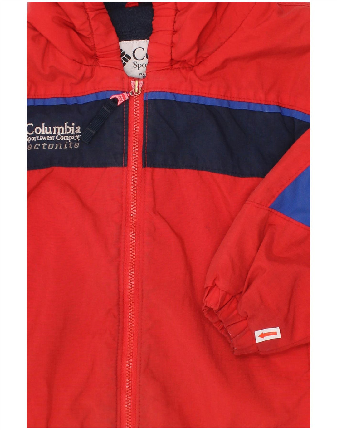 COLUMBIA Boys Hooded Windbreaker Jacket 2-3 Years Red Colourblock