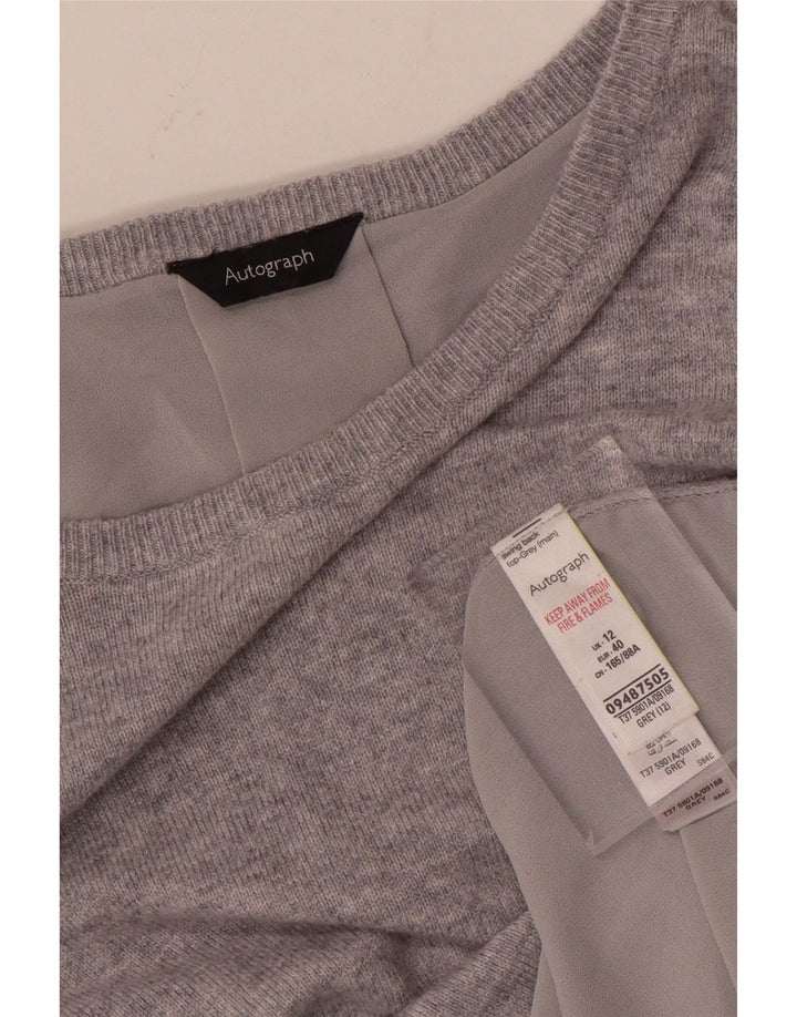 MARKS & SPENCER Womens Boat Neck Jumper Sweater UK 12 Medium Grey
