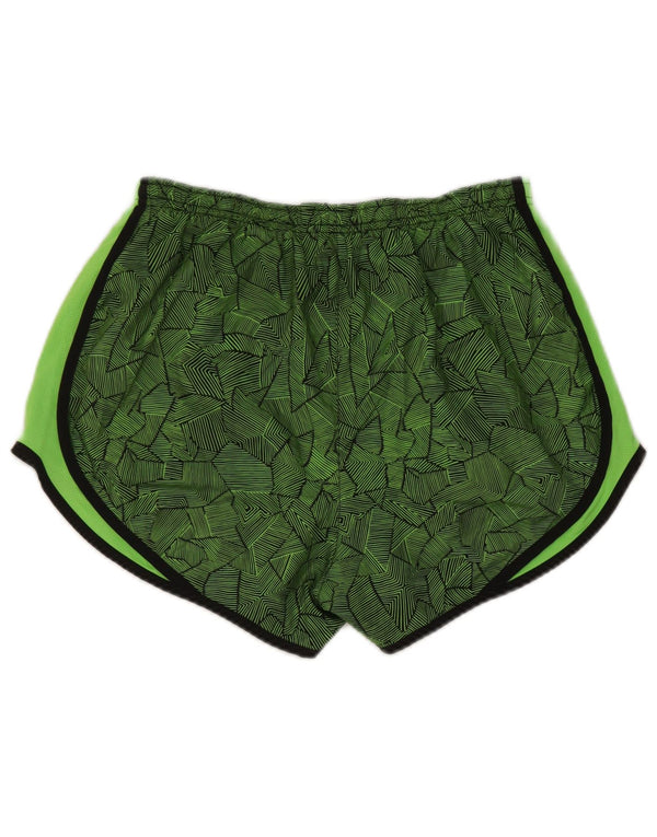 Nike Womens Dri Fit Sport Shorts UK 14 Medium Green Geometric Polyester