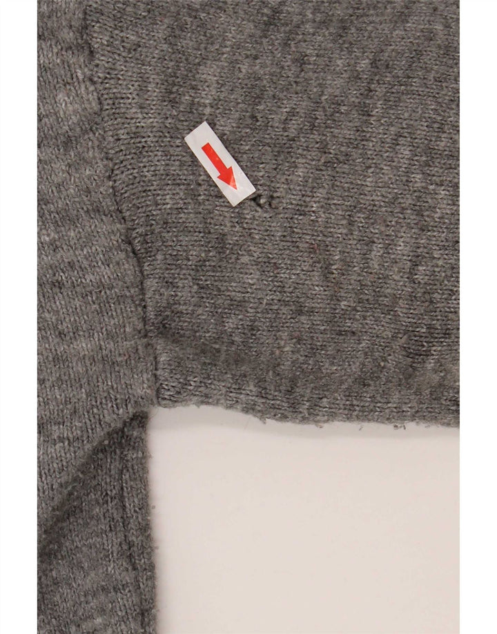 Zara Womens Oversized Cardigan Sweater UK 14 Medium Grey Flecked Acrylic