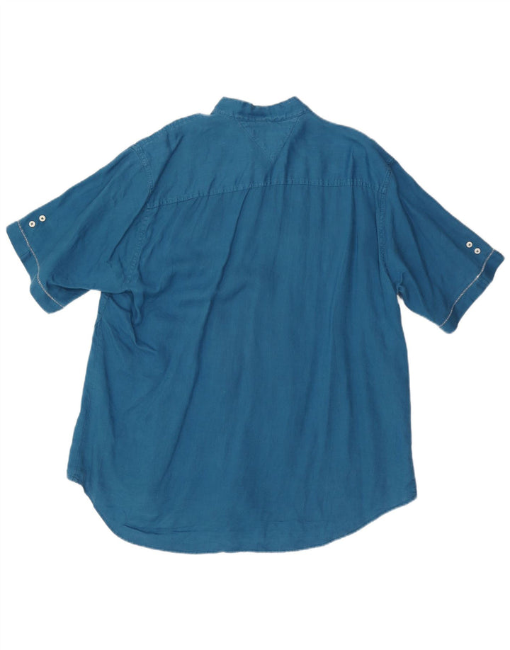 TOMMY HILFIGER Mens Custom Fit Short Sleeve Shirt XL Blue