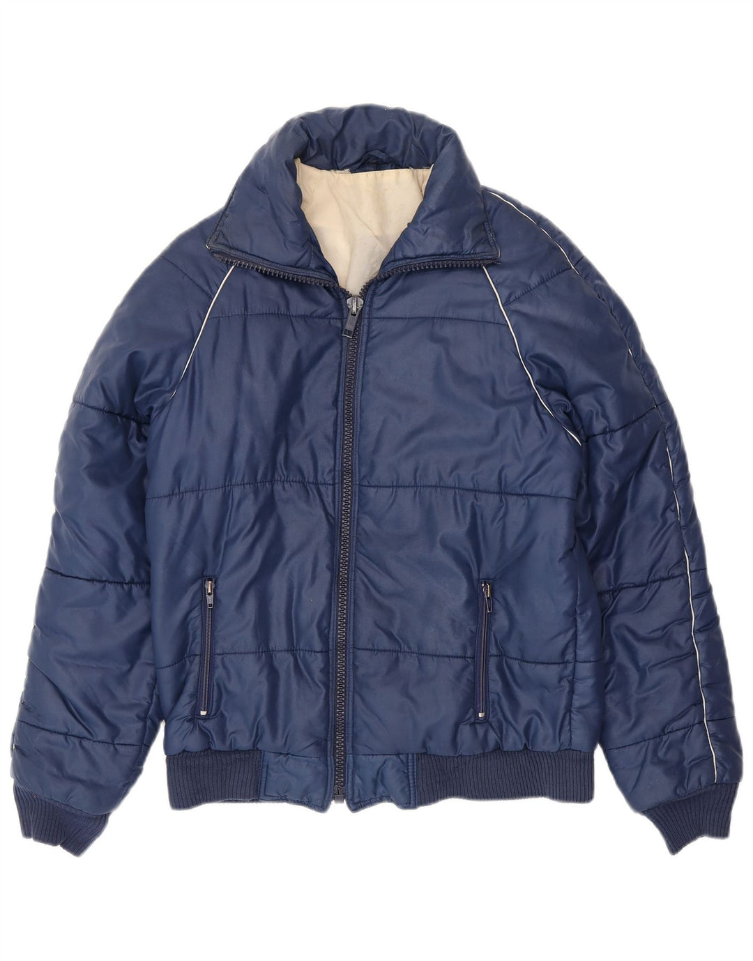 VINTAGE Mens Windbreaker Jacket UK 38 Medium Navy Blue Polyester