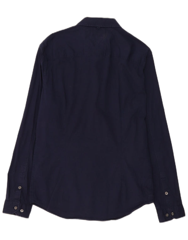 Tommy Hilfiger Mens Slim Fit Shirt Medium Navy Blue Cotton