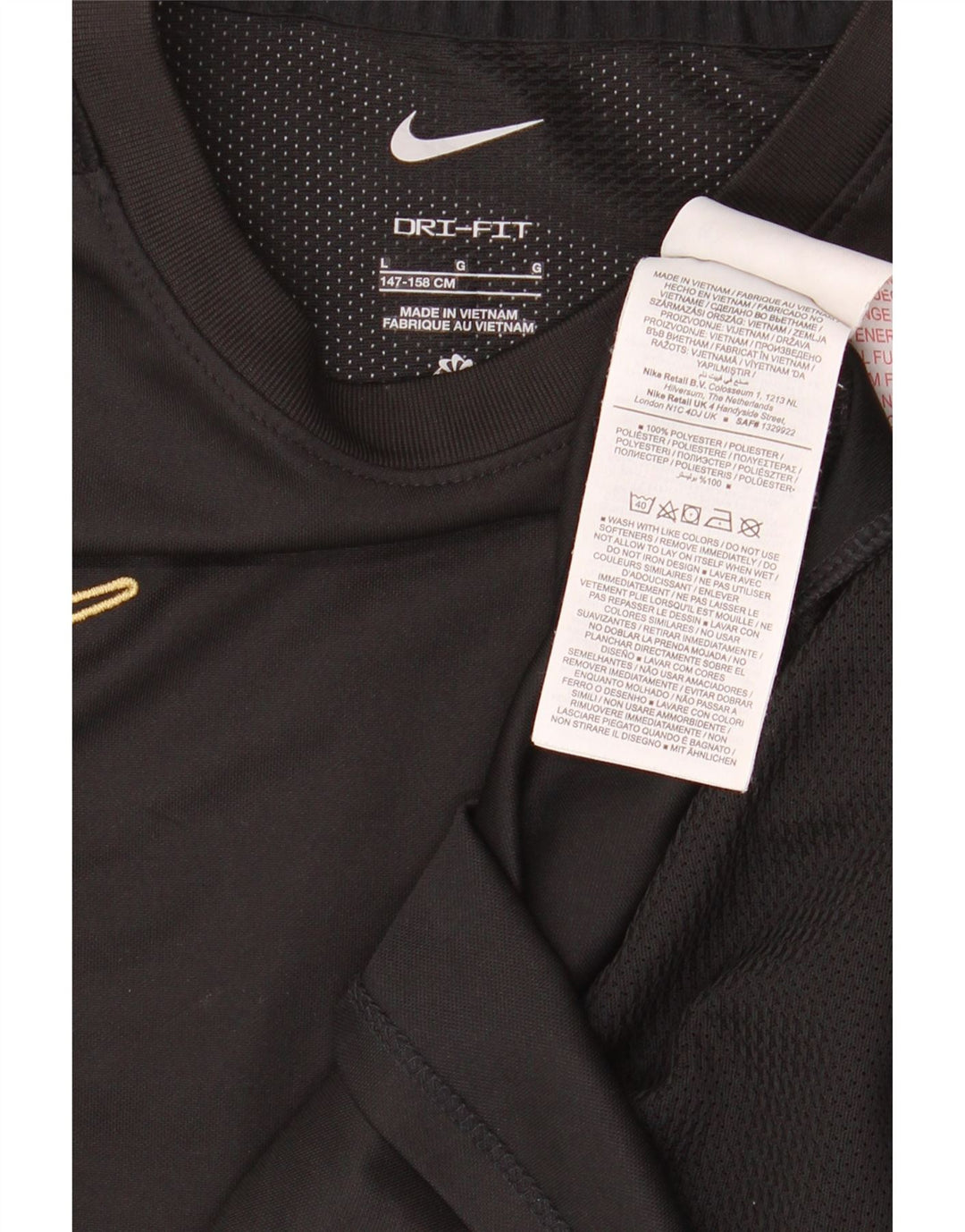 NIKE Boys Dri Fit T-Shirt Top 12-13 Years Large Black Polyester