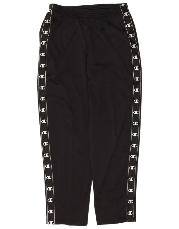 CHAMPION Mens Graphic Tracksuit Trousers Large  Black Polyester