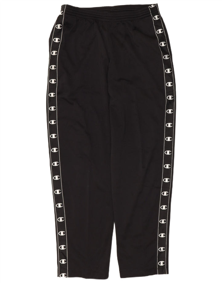 CHAMPION Mens Graphic Tracksuit Trousers Large  Black Polyester