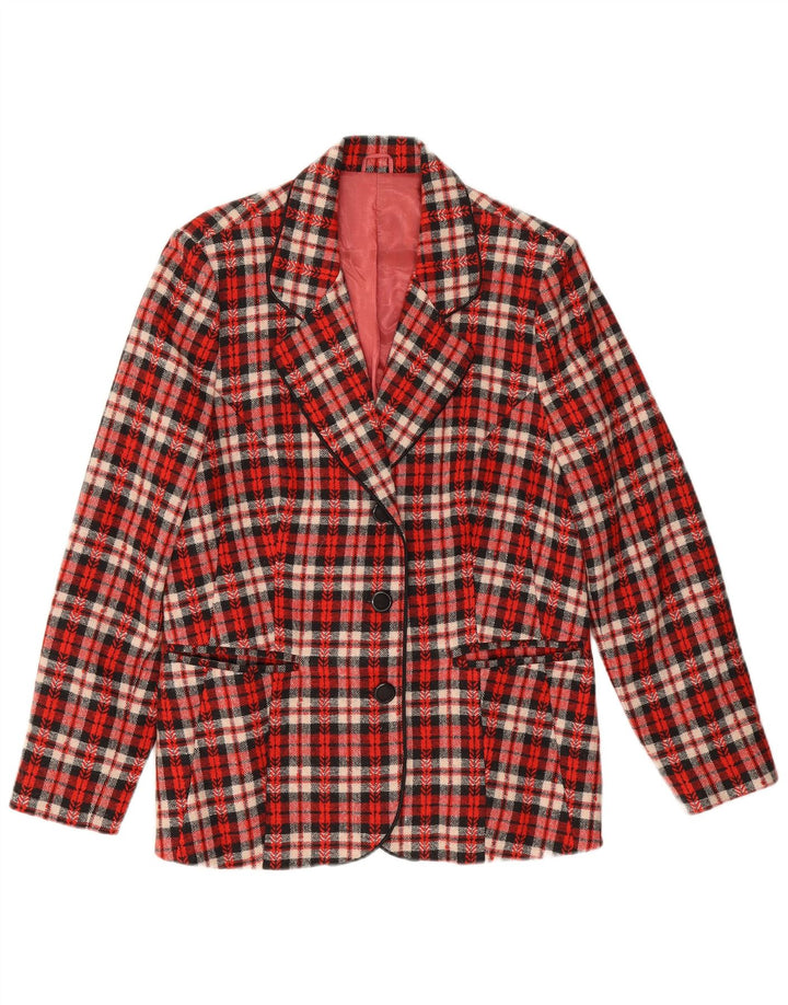 Vintage Womens 3 Button Blazer Jacket UK 12 Medium Red Check