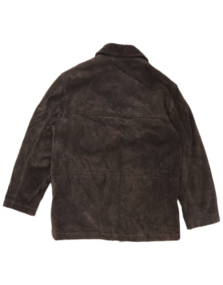 Vintage Womens Suede Oversized Windbreaker Jacket UK 10 Small Grey Leather