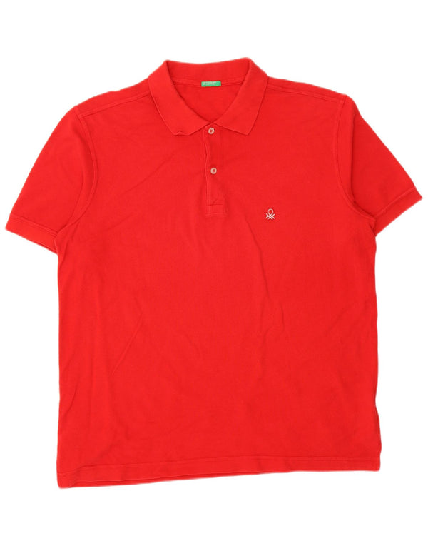 BENETTON Mens Polo Shirt XL Red Cotton
