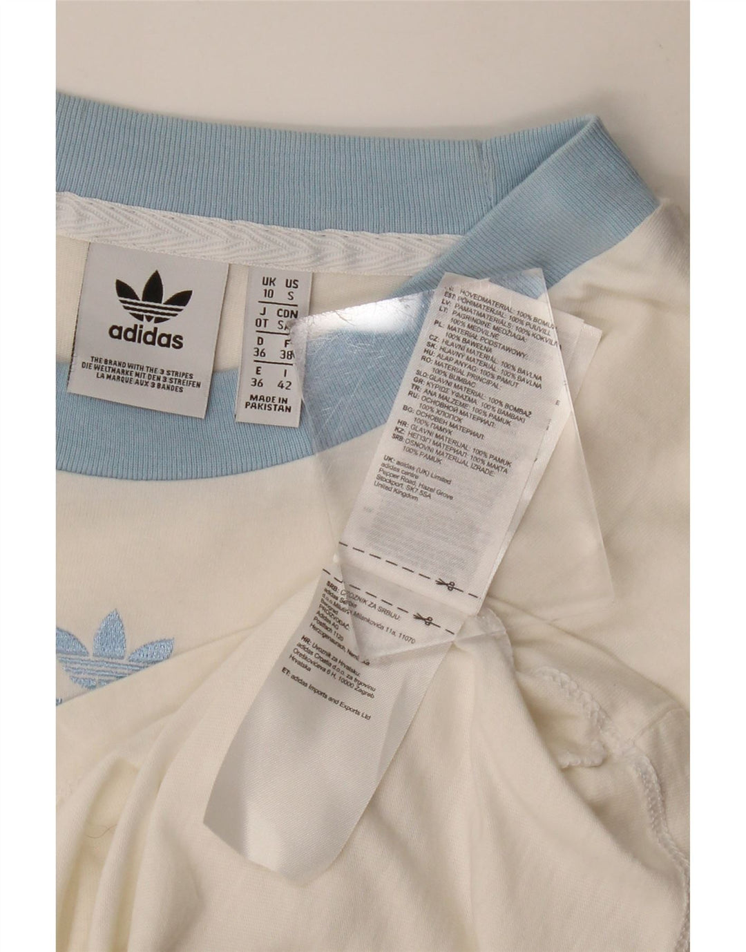 ADIDAS Womens Crop T-Shirt Top UK 10 Small White Cotton