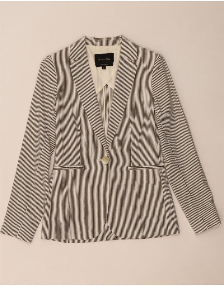 MASSIMO DUTTI Womens 1 Button Blazer Jacket EU 34 2XS Grey Pinstripe