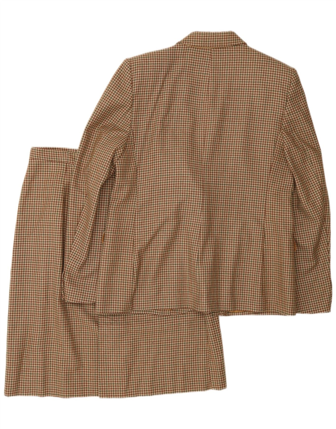 Vintage Womens 2 Button Piece Skirt Set IT 48 XL Brown Houndstooth