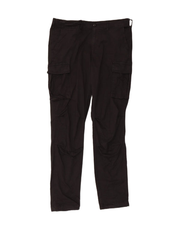 Jack & Jones Mens Slim Cargo Trousers W34 L34 Black Cotton